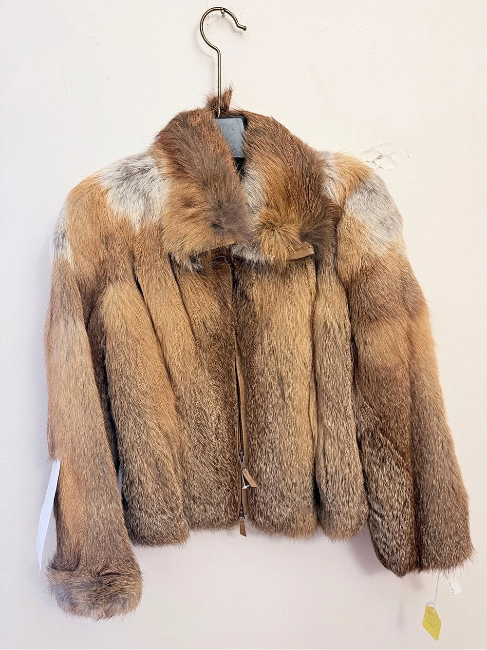Vintage Australian Red Fox Fur Coat Size L Stripe Design Unbranded